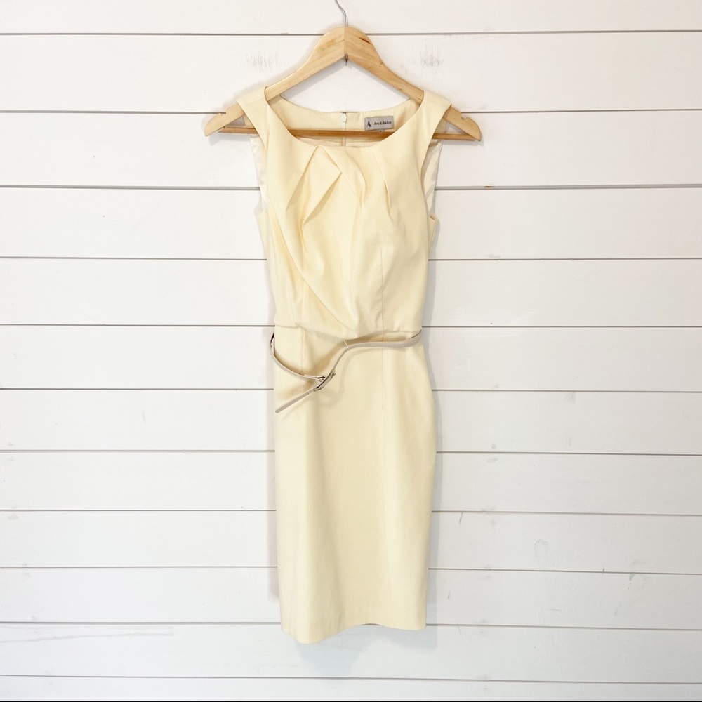Ava & Aiden | Yellow Bodycon Dress with Snakeskin Belt Size 0